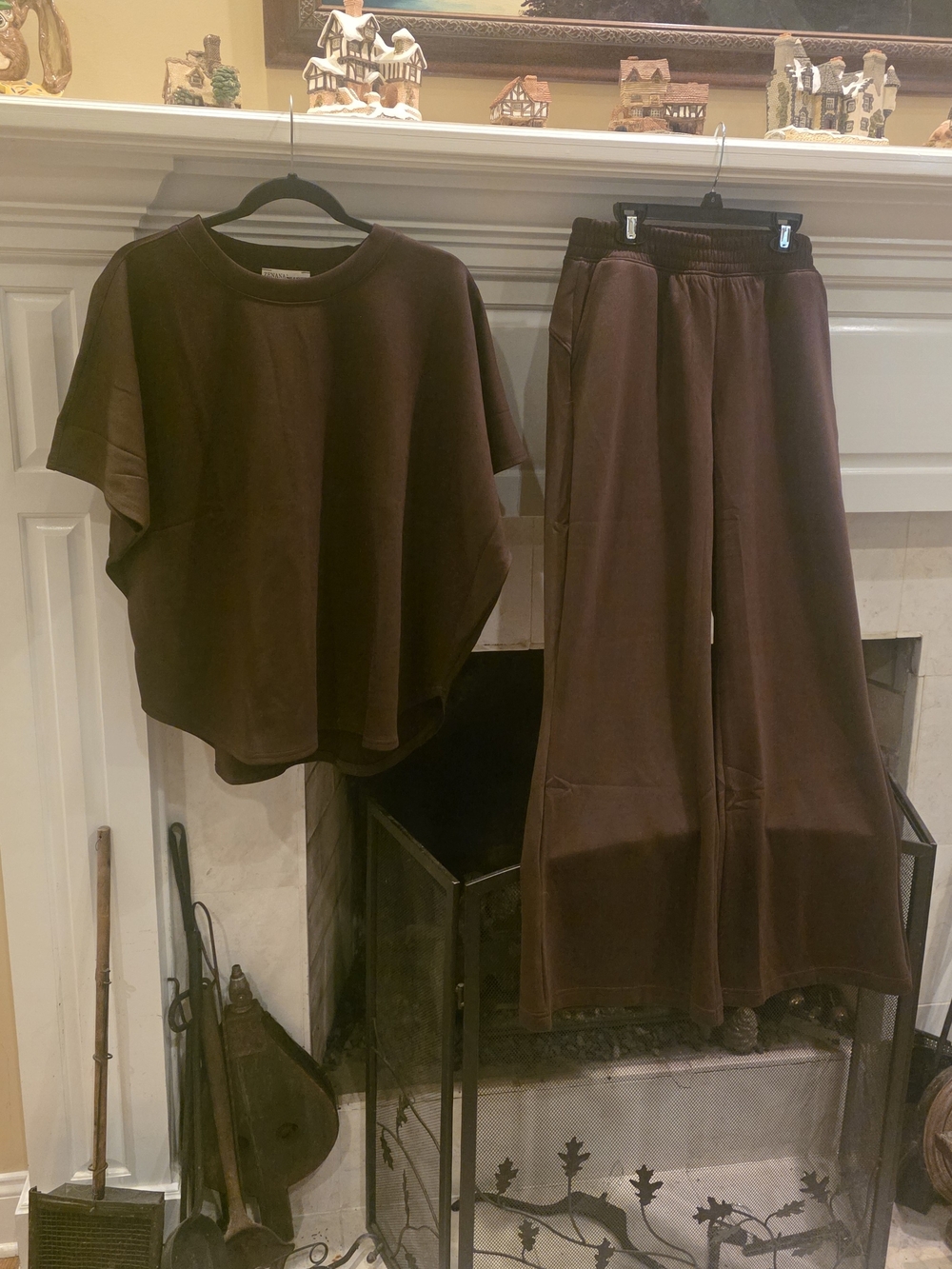 Zenana Outfitters Wide-Leg SCUBA Set in Dark Brown